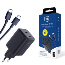 Ładowarka sieciowa 3mk Hyper Charger PD 45W+USB Cable C to C Black 3mk Protection