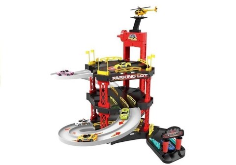 Tor z lotniskiem 55el 4 metalowe Auta Helikopter LEAN Toys