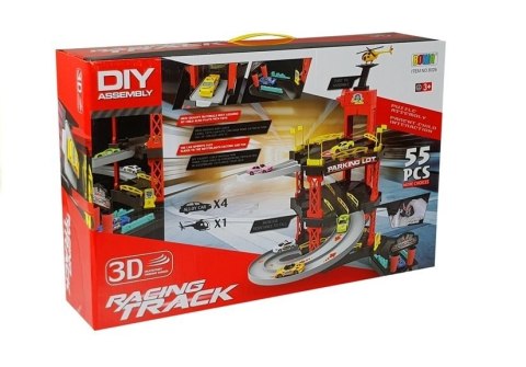 Tor z lotniskiem 55el 4 metalowe Auta Helikopter LEAN Toys