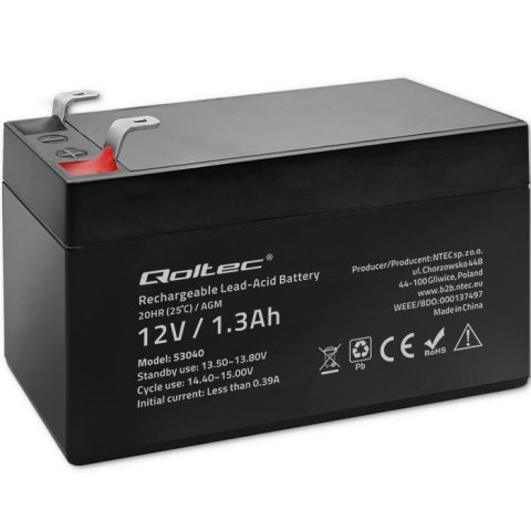 Akumulator AGM Qoltec 12V | 1.3Ah Qoltec Akumulator AGM Qoltec 12V | 1.3Ah Qoltec