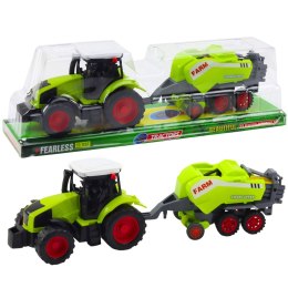 Zestaw Traktor Ciągnik Prasa Rolnicza Do Belowania Siana Zielony LEAN Toys