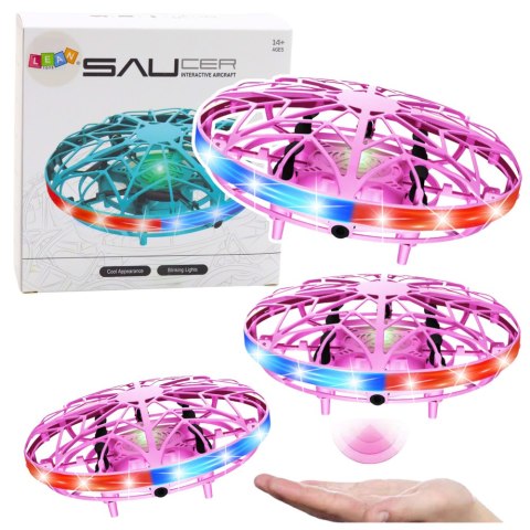 Dron UFO Sterowany Ręką RC Światła LED Różowy LEAN Toys Dron UFO Sterowany Ręką RC Światła LED Różowy LEAN Toys