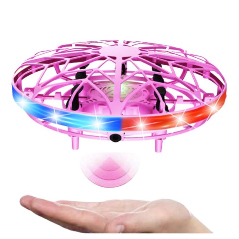 Dron UFO Sterowany Ręką RC Światła LED Różowy LEAN Toys Dron UFO Sterowany Ręką RC Światła LED Różowy LEAN Toys