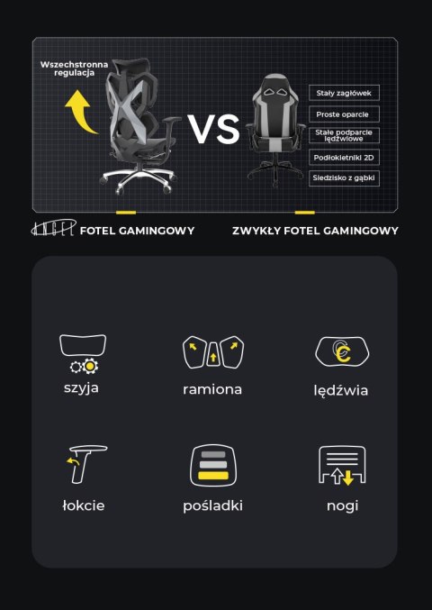 Fotel ergonomiczny gamingowy Angel Furia Black ANGEL Fotel ergonomiczny gamingowy Angel Furia Black ANGEL