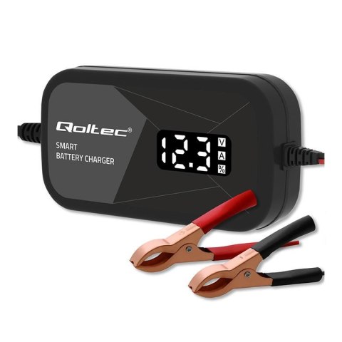 Ładowarka inteligentna Qoltec mikroprocesorowa 12V | 2A | Prostownik z funkcją regeneracji ogniw do akumulatora AGM GEL | LCD Qoltec