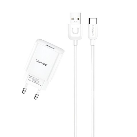 Ładowarka sieciowa Usams T21 2,1A 1xUSB + kabel USB-C - biała USAMS Ładowarka sieciowa Usams T21 2,1A 1xUSB + kabel USB-C - biała USAMS