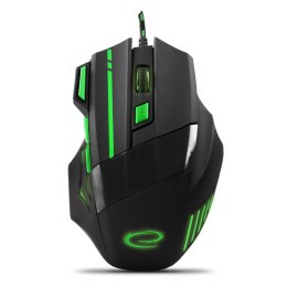 Mysz przewodowa Esperanza MX201 Wolf optyczna Gaming 7D USB czarno-zielona ESPERANZA