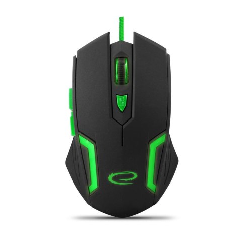 Mysz przewodowa Esperanza MX205 Fighter optyczna Gaming 6D USB czarno-zielona ESPERANZA