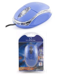 Mysz przewodowa Titanum 3D RAPTOR TM102B optyczna niebiesko-przezroczysta Titanum