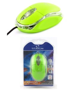 Mysz przewodowa Titanum 3D RAPTOR TM102G optyczna zielono-przezroczysta Titanum
