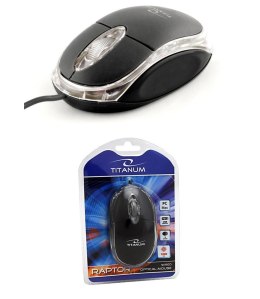Mysz przewodowa Titanum 3D RAPTOR TM102K optyczna czarno-przezroczysta Titanum