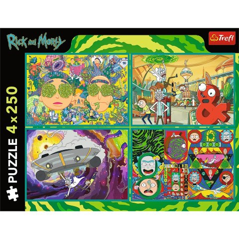 Puzzle - 4x250 - Zakręcony świat Ricka i Morty'ego - Warner Rick and Morty - Trefl 13338 Trefl Puzzle Puzzle - 4x250 - Zakręcony świat Ricka i Morty'ego - Warner Rick and Morty - Trefl 13338 Trefl Puzzle