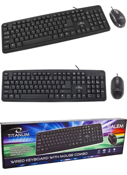 Zestaw przewodowy klawiatura + mysz Titanum SALEM USB czarny Titanum Zestaw przewodowy klawiatura + mysz Titanum SALEM USB czarny Titanum
