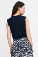 Bluzka bez rękawów z dekoltem V B191 Navy - Nife Nife Bluzka bez rękawów z dekoltem V B191 Navy - Nife Nife