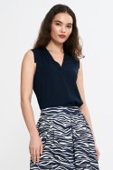 Bluzka bez rękawów z dekoltem V B191 Navy - Nife Nife Bluzka bez rękawów z dekoltem V B191 Navy - Nife Nife