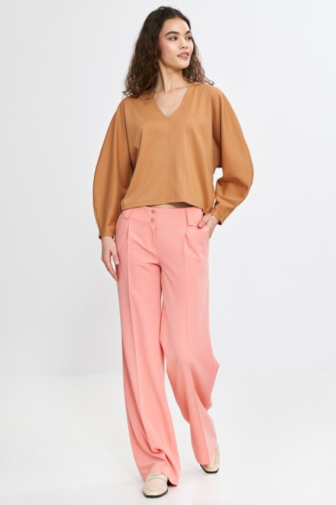 Bluzka oversize z balonowymi rękawami B192 Carmel - Nife Nife Bluzka oversize z balonowymi rękawami B192 Carmel - Nife Nife