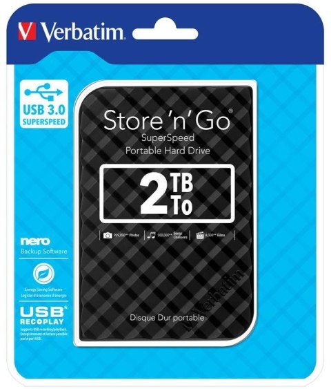 Dysk zewnętrzny Verbatim 2TB Store 'n' Go 2.5" 5400 USB 3.1 czarny Verbatim