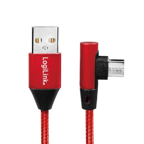 Kabel USB 2.0 LogiLink CU0149 USB A - micro USB B, M/M, kątowy, czerwony 0,3m LogiLink Kabel USB 2.0 LogiLink CU0149 USB A - micro USB B, M/M, kątowy, czerwony 0,3m LogiLink