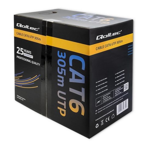 Kabel sieciowy Qoltec skrętka UTP | CAT6 | 305m | PCV szary Qoltec Kabel sieciowy Qoltec skrętka UTP | CAT6 | 305m | PCV szary Qoltec