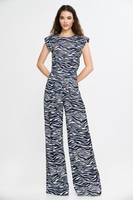 Kombinezon z nogawkami palazzo KM43 Wzór Zebra/Navy - Nife Nife