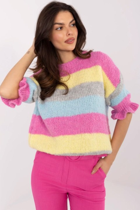 Sweter Damski Model MI-SW-1903.94 Grey/Pink - Italy Moda Italy Moda Sweter Damski Model MI-SW-1903.94 Grey/Pink - Italy Moda Italy Moda