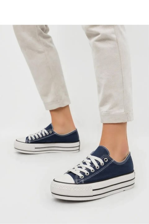 Damskie Trampki VELTRO NAVY ? Klasyczne Buty na Platformie - Inello Inello