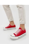 Damskie Trampki VELTRO RED ? Klasyczne Buty na Platformie - Inello Inello