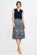 Spódnica midi z zakładkami SP83 Wzór Zebra/Navy - Nife Nife