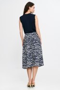 Spódnica midi z zakładkami SP83 Wzór Zebra/Navy - Nife Nife