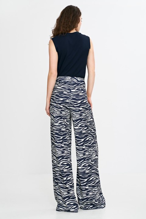 Spodnie palazzo SD115 Wzór Zebra/Navy - Nife Nife Spodnie palazzo SD115 Wzór Zebra/Navy - Nife Nife