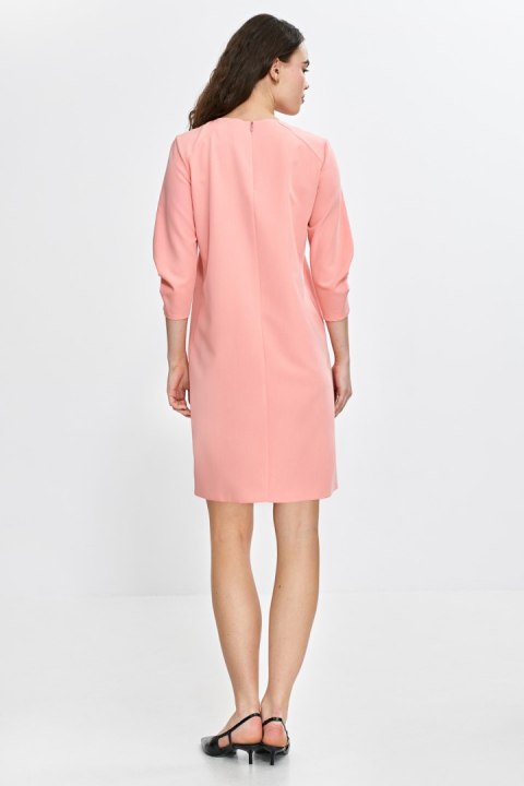Sukienka z zakładkami na rękawach S267 Łosoś - Nife Nife