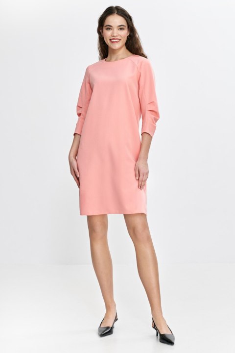 Sukienka z zakładkami na rękawach S267 Łosoś - Nife Nife