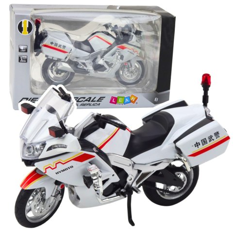 Motocykl Metalowy Światła Dźwięki Biały Czerwone Żółte Linie 1:12 LEAN Toys Motocykl Metalowy Światła Dźwięki Biały Czerwone Żółte Linie 1:12 LEAN Toys