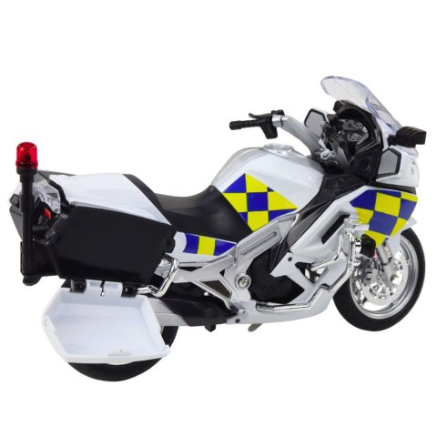 Motocykl Policyjny Metalowy Światła Dźwięki Biały 1:12 LEAN Toys Motocykl Policyjny Metalowy Światła Dźwięki Biały 1:12 LEAN Toys