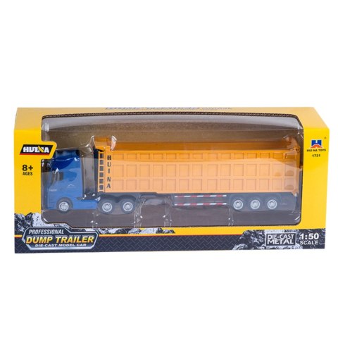 Ciężarówka Z Naczepą Objętościową Metalowa Żółta Huina 1:50 HUINA Ciężarówka Z Naczepą Objętościową Metalowa Żółta Huina 1:50 HUINA