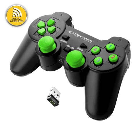 Gamepad bezprzewodowy 2.4GHZ PS3/PC USB Esperanza "Gladiator" czarno/zielony ESPERANZA