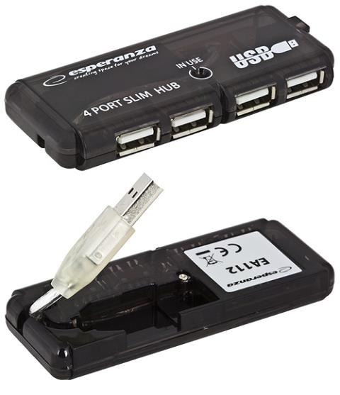 Hub USB Esperanza EA112 4xUSB 2.0 czarny ESPERANZA