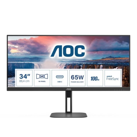 Monitor AOC 34" U34V5C/BK HDMI DP USB-C USB 3.1 x4 głośniki AOC Monitor AOC 34" U34V5C/BK HDMI DP USB-C USB 3.1 x4 głośniki AOC
