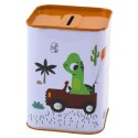 Skarbonka Dinozaur W Samochodzie Nauka Oszczędzania Metalowa 11x8cm LEAN TOYS