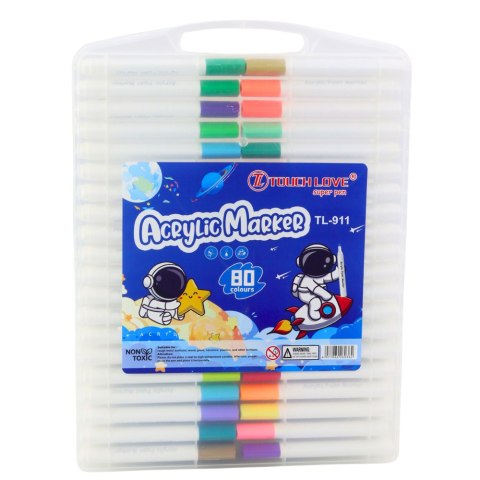 Zestaw Pisaków Markerów Akrelowych W Organizerze 80szt. LEAN