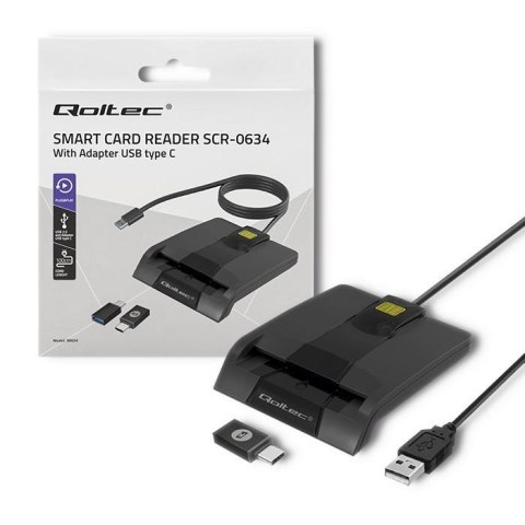 Czytnik kart chipowych ID Qoltec SCR-0634 | USB 2.0 + adapter USB-C Qoltec Czytnik kart chipowych ID Qoltec SCR-0634 | USB 2.0 + adapter USB-C Qoltec
