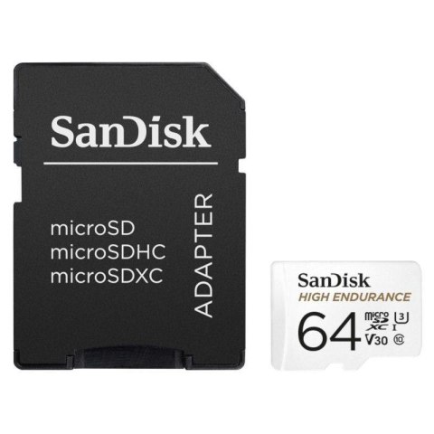 Karta pamięci MicroSDXC SanDisk High Endurance 64GB 100/40 MB/s A1 Class 10 V30 UHS-I U3 + adapter Sandisk