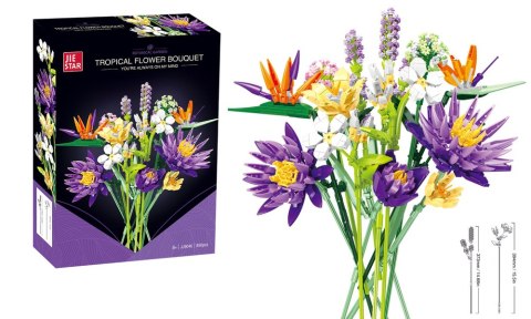 Klocki Konstrukcyjne Bukiet Kwiaty Tropikalne 890 el. LEAN Toys Klocki Konstrukcyjne Bukiet Kwiaty Tropikalne 890 el. LEAN Toys