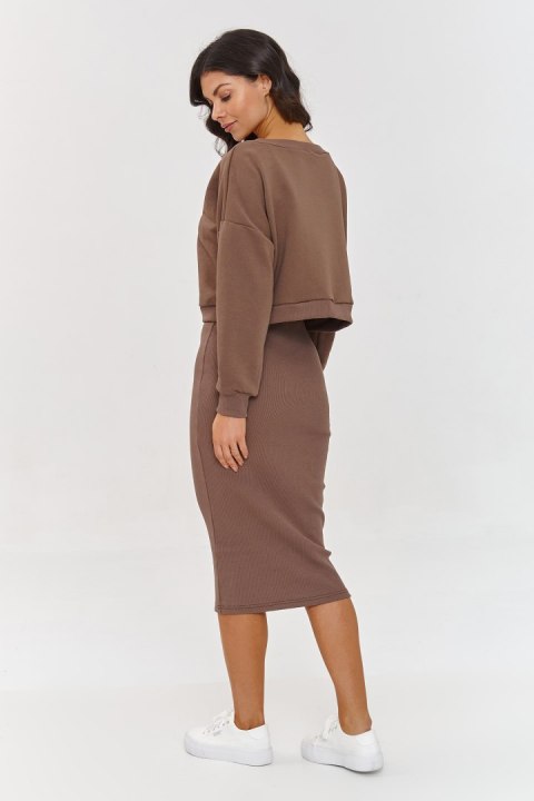 Sukienka Komplet Model A10 Mocca - Makadamia Makadamia Sukienka Komplet Model A10 Mocca - Makadamia Makadamia