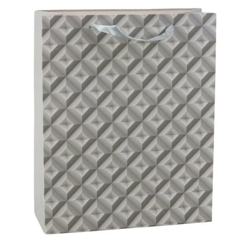 Torba Prezentowa Efekt Geometrii 3D Szara 32 x 26 x 10,5 cm LEAN