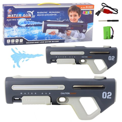 Elektryczny Automatyczny Pistolet Karabin Na Wodę Szary 42cm LEAN Toys Elektryczny Automatyczny Pistolet Karabin Na Wodę Szary 42cm LEAN Toys