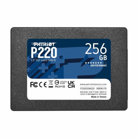 Dysk SSD Patriot P220 256GB 2.5" SATA3 (550/490 MB/s) 7mm Patriot Memory Dysk SSD Patriot P220 256GB 2.5" SATA3 (550/490 MB/s) 7mm Patriot Memory