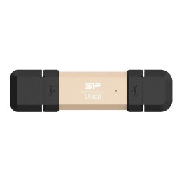Dysk zewnętrzny SSD Silicon Power DS72 250GB USB-A USB-C 1050/850 MB/s Złoty Silicon Power