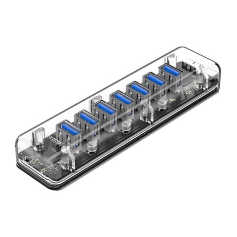 HUB USB-A Orico F7U-U3-CR-BP Aktywny 7x USB-A 5Gbps przezroczysty ORICO