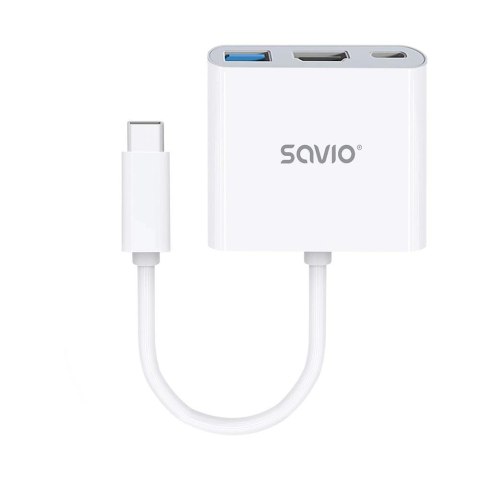 Hub USB SAVIO AK-48/B USB Typ C - HDMI, USB 3.0, PD Savio